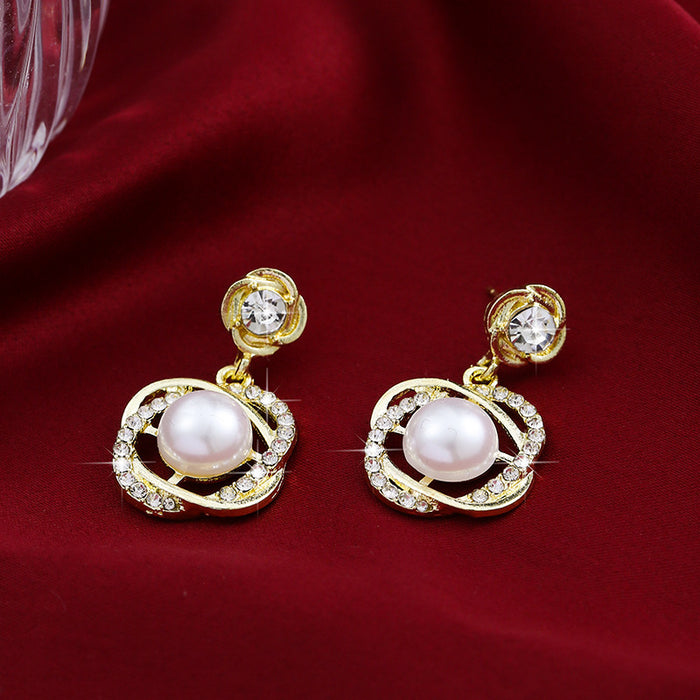 Wholesale Pearl Pendant Earrings 925 Silver Pin Earrings