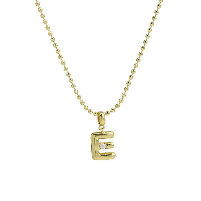 Wholesale 2PCS 18k Brass Glossy Balloon 26 English Letters Necklace JDC-NE-BaiYi007