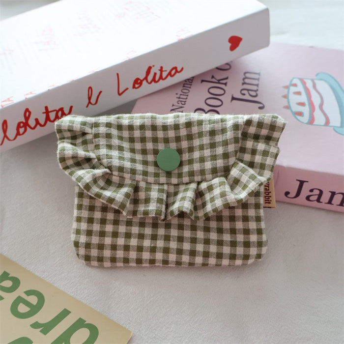 Wholesale Gingham Plaid Flap Pouch Card Holder Wallet For Women Portable Purse For Everyday Use Home Storage