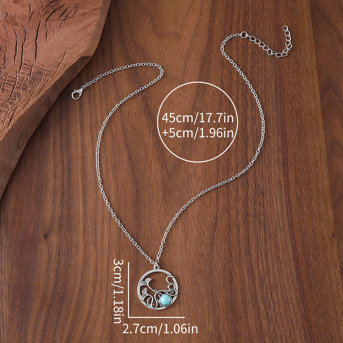 Wholesale Retro Hollow Lotus Leaf  Necklace