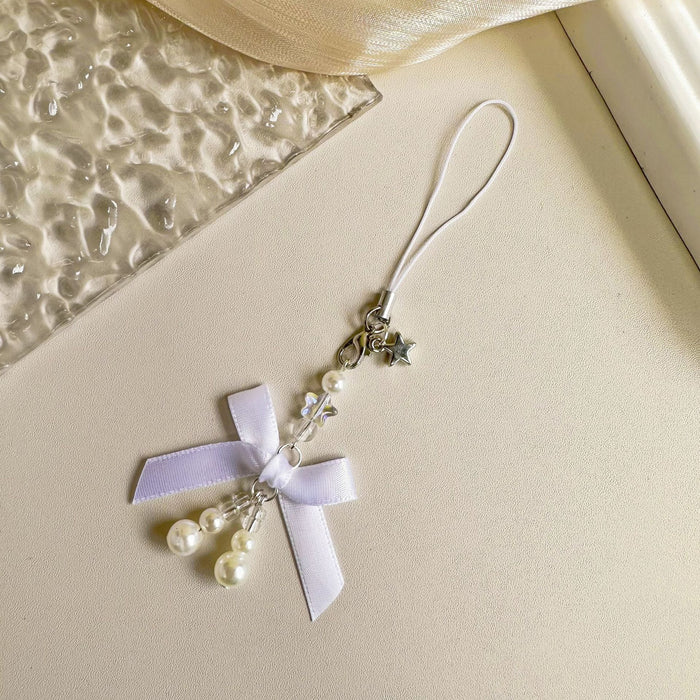 Original Cute Sweet Girl Heart Pearl Bow Bag Pendant Mobile Phone Hanging Mobile Phone Chain