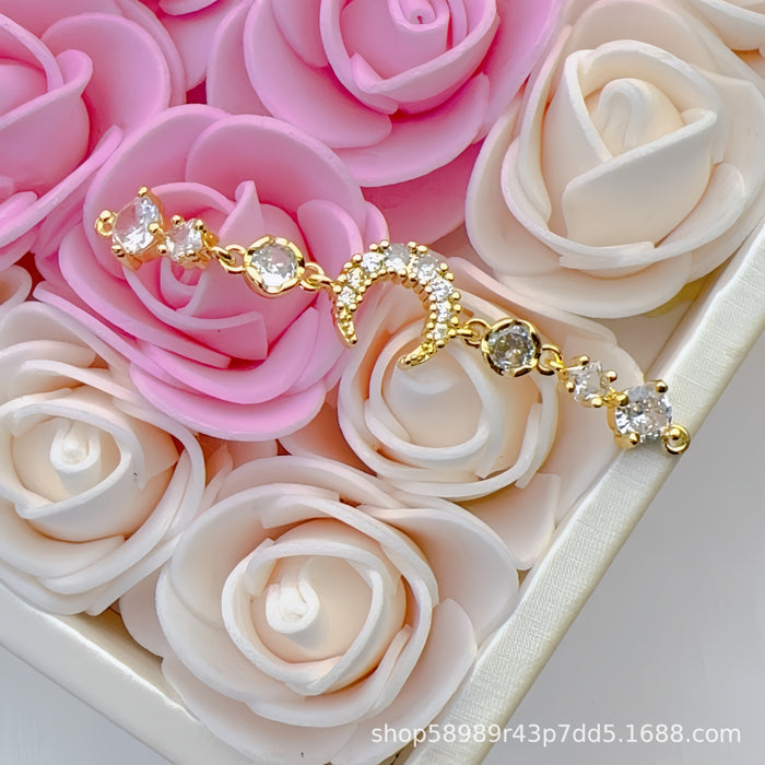 Wholesale Butterfly Moon Zircon Gold Electroplated Copper Beaded Bracelet MOQ≥3
