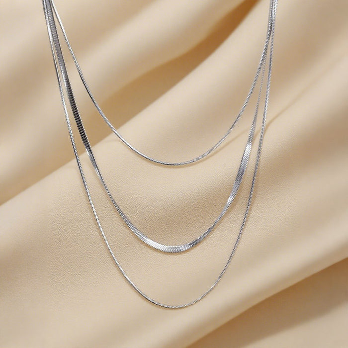 Wholesale 2pcs Simple and stylish  snake chain cross- hop jewelry chain set stainless steel chain necklace