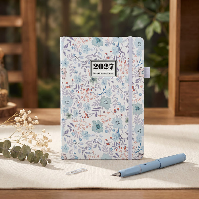 Wholesale Chic Blue Floral Imitation Leather A5 Notebook Trendy Planner