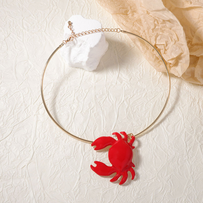 Wholesale alloy red crab pendant collar simple fashion casual women