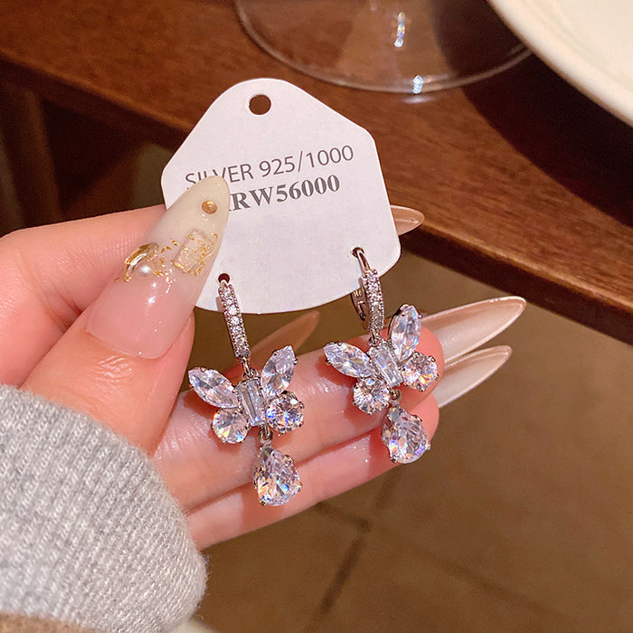 Wholesale Crystal Butterfly Pearl Earrings