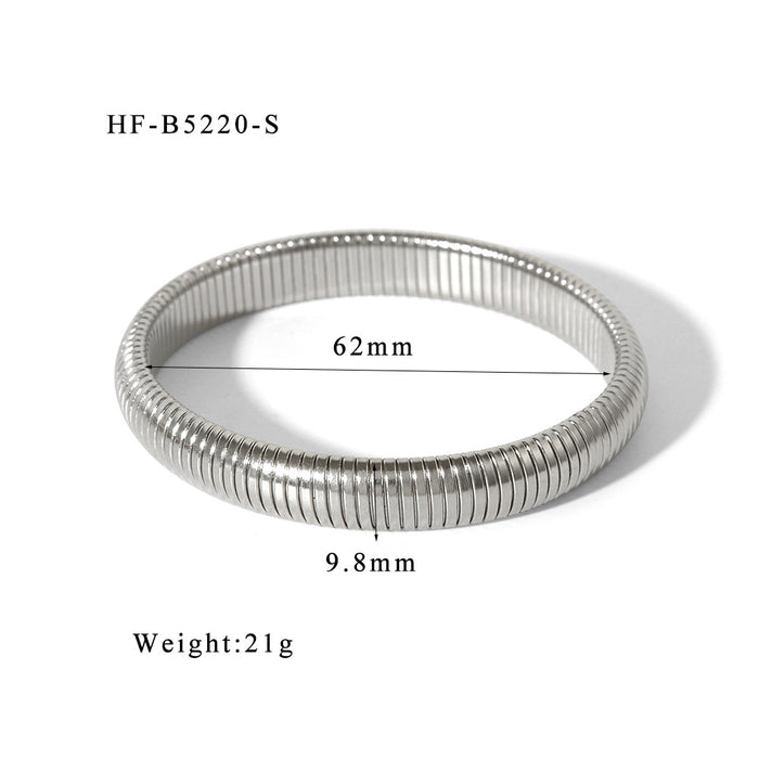 Wholesale Wide Edge Stainless Steel Elastic Bracelet JDC-BT-ChengBing003