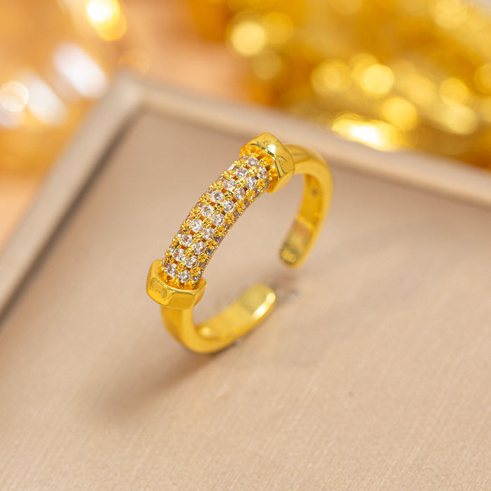 Wholesale Vintage Gold Plated Geometric Hollow Out Ring Adjustable Jewelry Accessory MOQ≥2