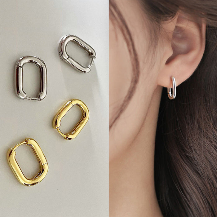 Wholesale Elliptical earrings with minimalist design, fashionable and versatile ear buckles, retro style earrings