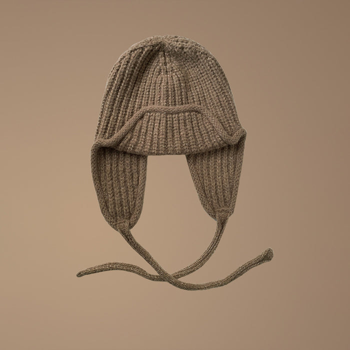 Wholesale Shown face small solid color lace-up knitted wool version of the artifact flight cap warm ear protection student cap