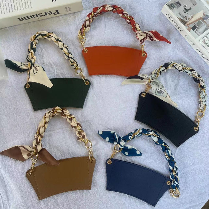 Wholesale  Acrylic Chain Portable Detachable Portable Coffee Cup Leather Heat Insulated