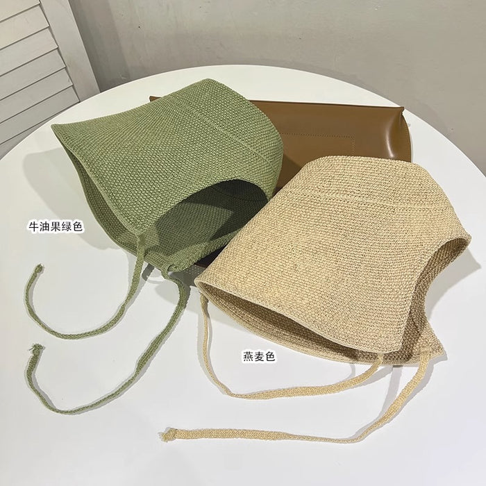 Wholesale Cotton and Straw Sun Hat Summer Big Brim Riding Sun Hat