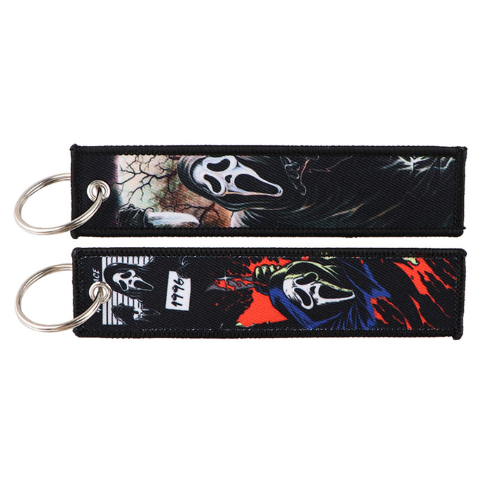 Wholesale  Cartoon Woven Label Keychain Lanyard   Fabric Keychain