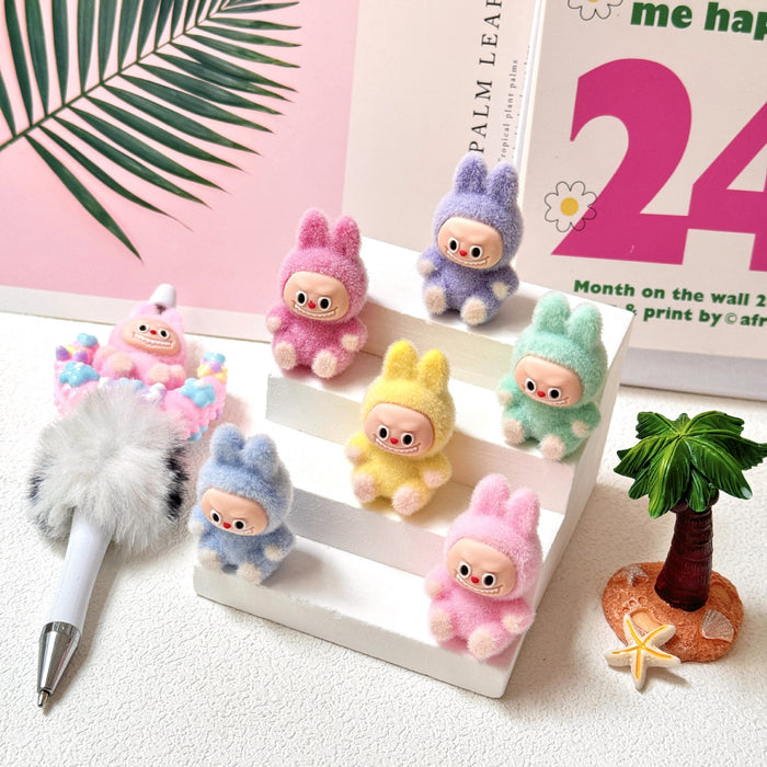 Wholesale 10pcs Cartoon flocking sitting beaded pen keychain accessories mobile phone chain loose bead jewelry accessories