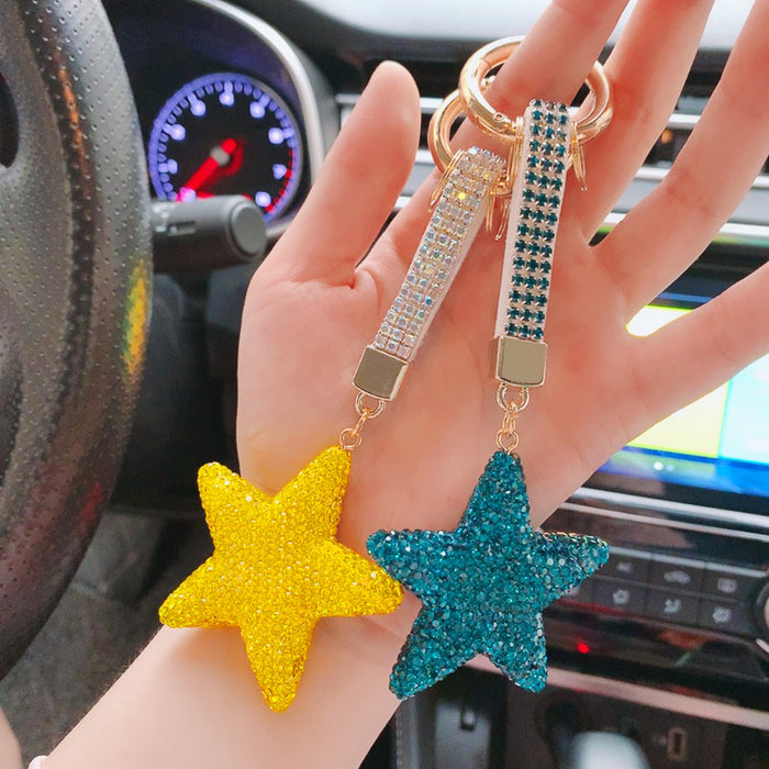 Wholesale Double-sided Diamond Five-pointed Star Keychain