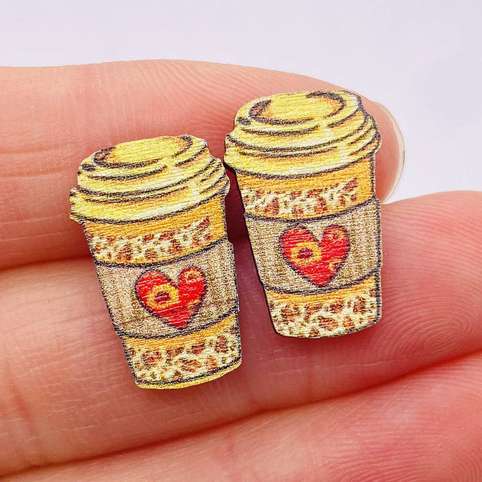 Wholesale Autumn Thanksgiving Earrings Maple Leaf Pumpkin Dwarf Wooden Earrings