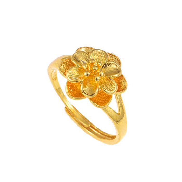 Wholesale Sand gold imitation brass gold-plated open adjustable ring