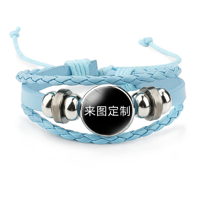 Wholesale Cartoon Braided Multi-layer Gemstone Cowhide Bracelet JDC-BT-NH020