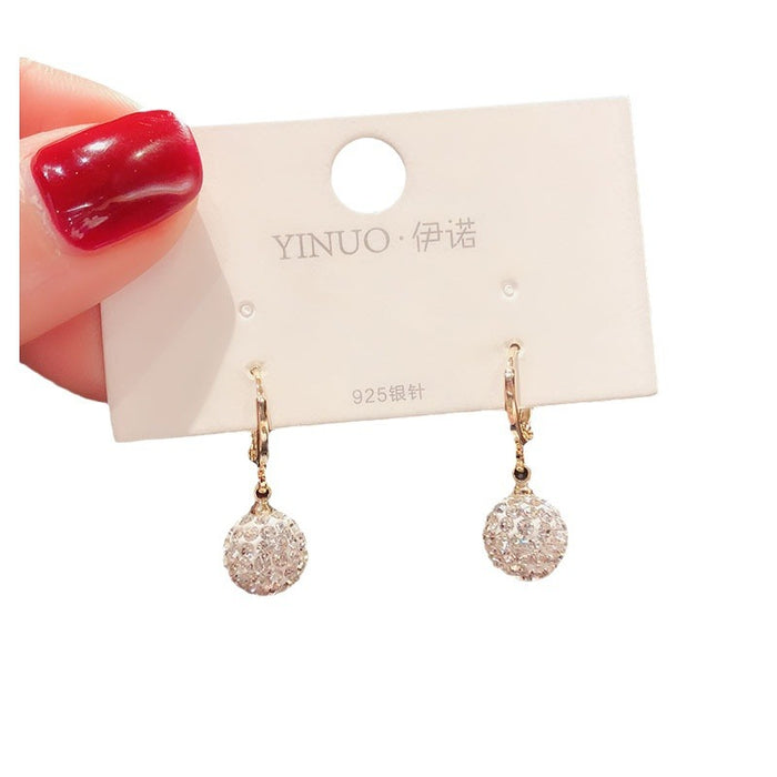 Wholesale Zircon diamond ball copper earrings