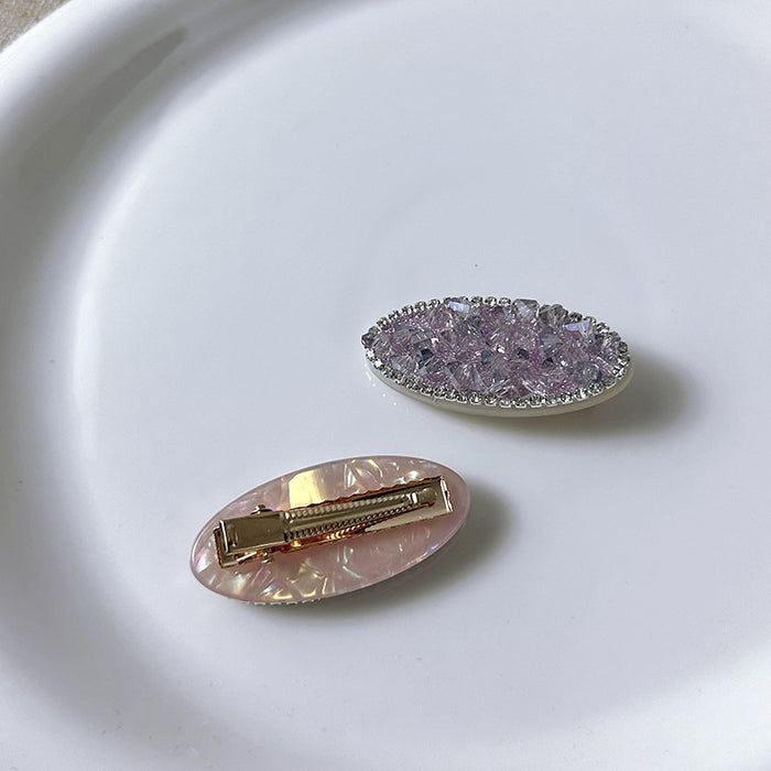 Wholesale Full Diamond Light Amethyst Hairpin Elegant Side Bangs Clip Duckbill Clip Hairpin