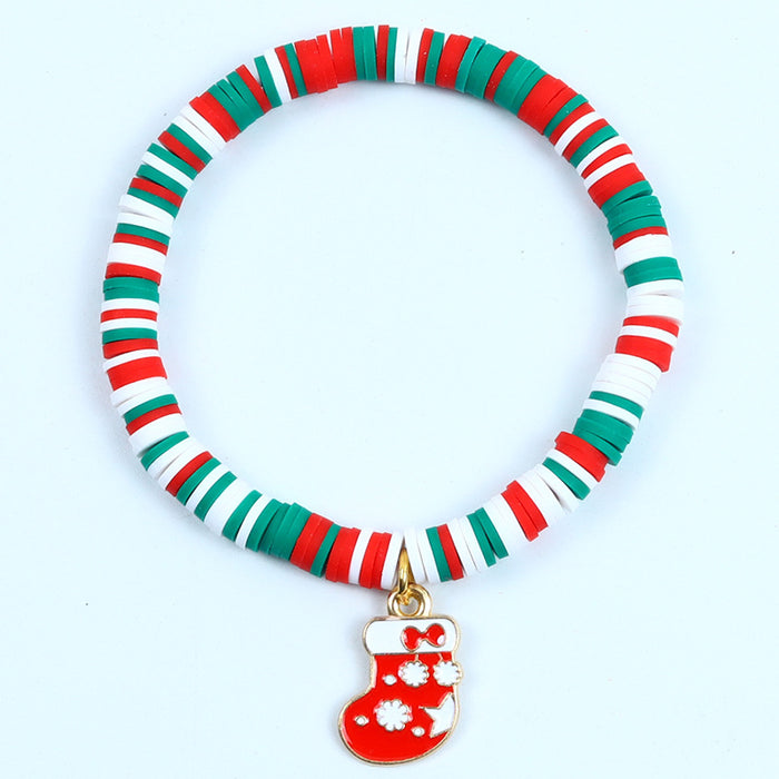 Wholesale Christmas Soft y Bracelet Beaded suit Santa Bell Gift Bracelet