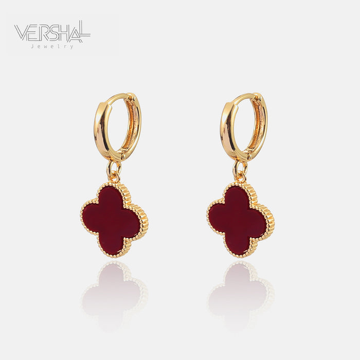 Wholesale Simple lucky flower gold plated earrings