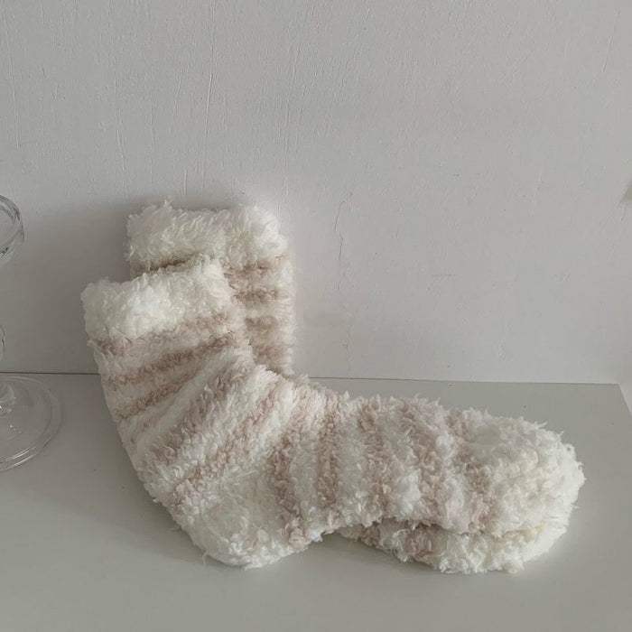 Wholesale Candy color striped lambswool socks