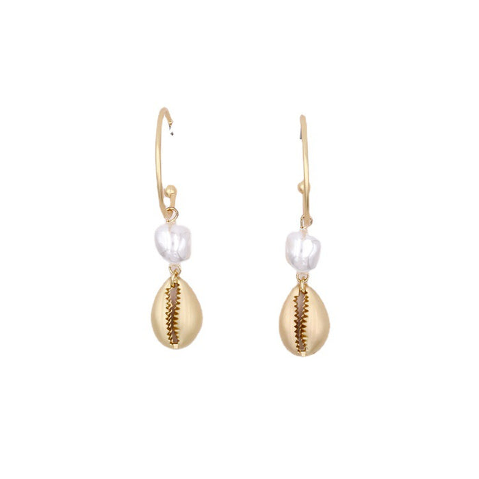 Wholesale Metal Shell Pearl C Shape Earrings JDC-ES-YaXue003