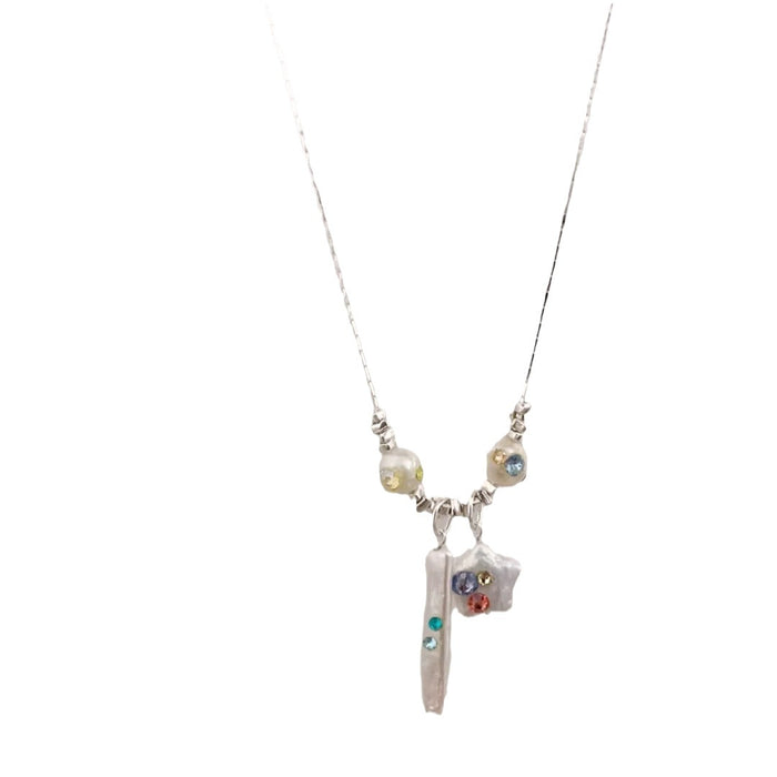 Wholesale silver color beaded cartoon angel necklace clavicle chain light luxury niche neck