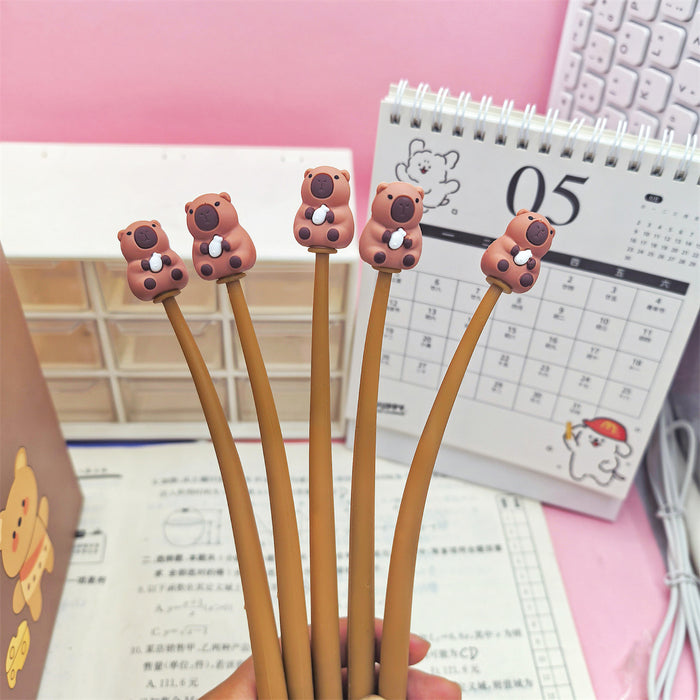Wholesale Capybara Rock Soft Gel Pen Simulation Food Shape Swing Pen Decompression Gift Pen Student Stationery