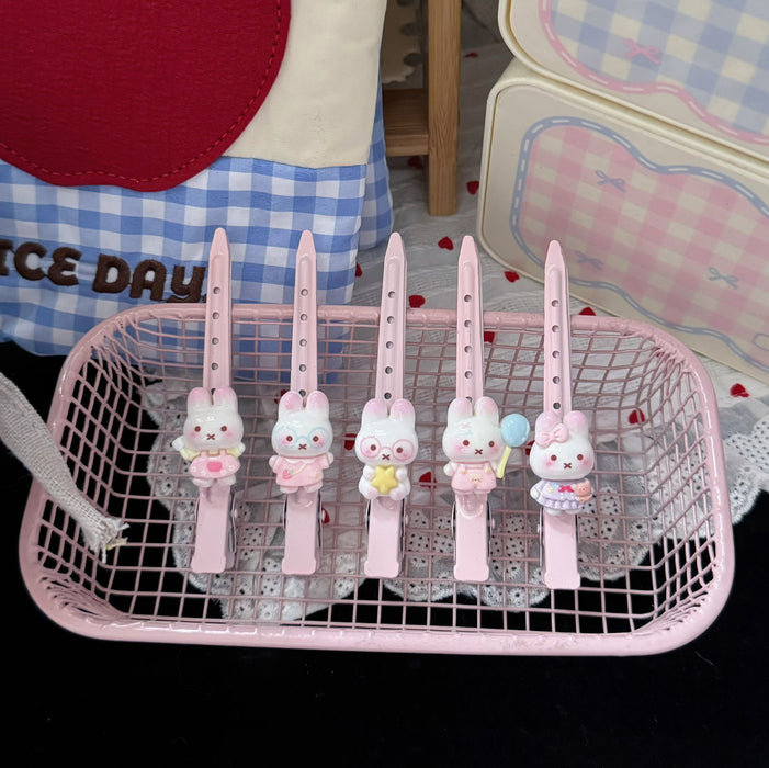 Wholesale Resin Bunny Duckbill Hair Clip Cute Kawaii Pink Barrette For Girls Stylish Hair Accessory Boutique Resale