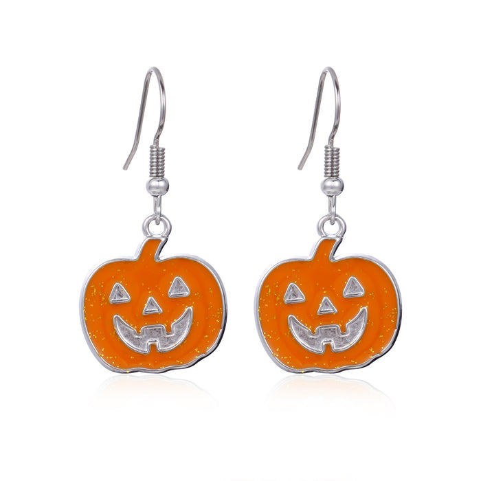 Wholesale 3pcs Halloween Series Skull Pumpkin Zinc Alloy Diamond Earrings JDC-ES-BinL010