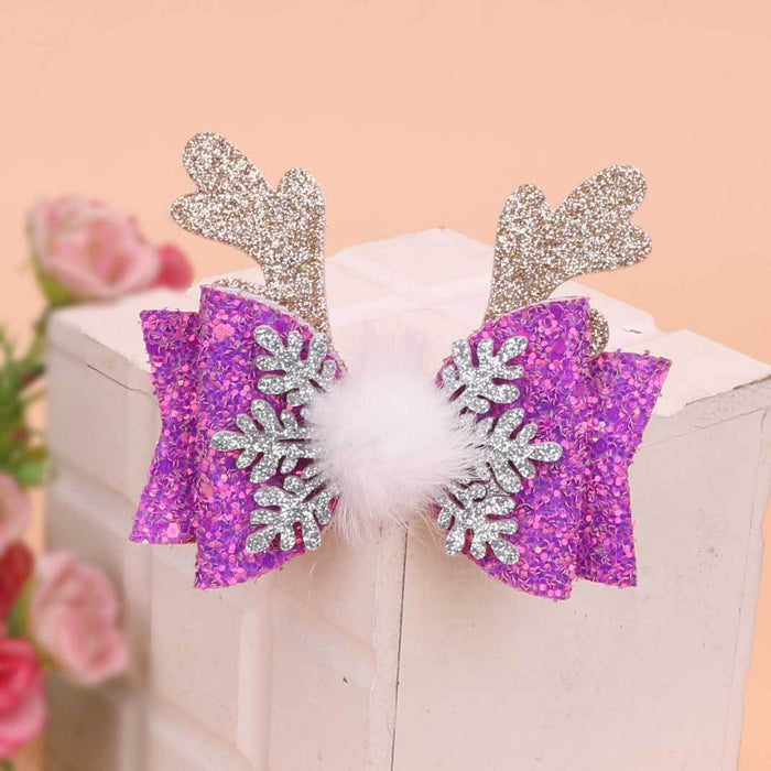 Wholesale Children Christmas Snowflake Fabric Bow Hairpin JDC-HC-Bais005