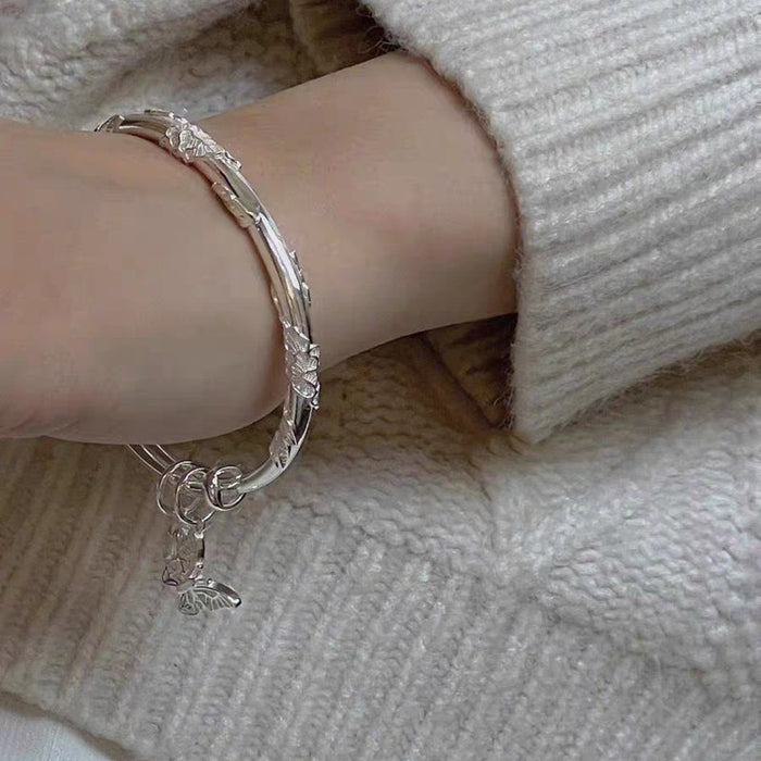 Wholesale Bracelet women's silver plated butterfly bell solid bracelet