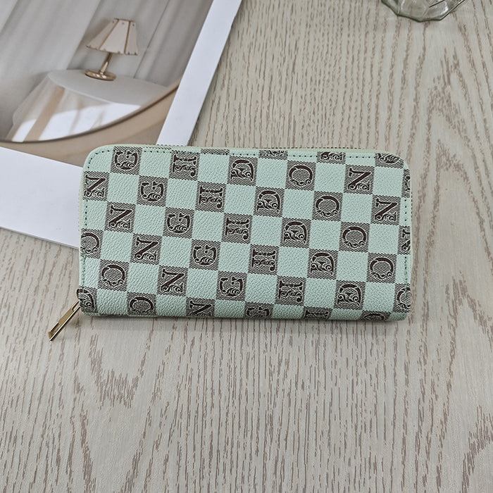 Wholesale Faux Leather Women S Long Wallet Pink Letter Print Zip Around Retro Style Casual Fashion Accessory