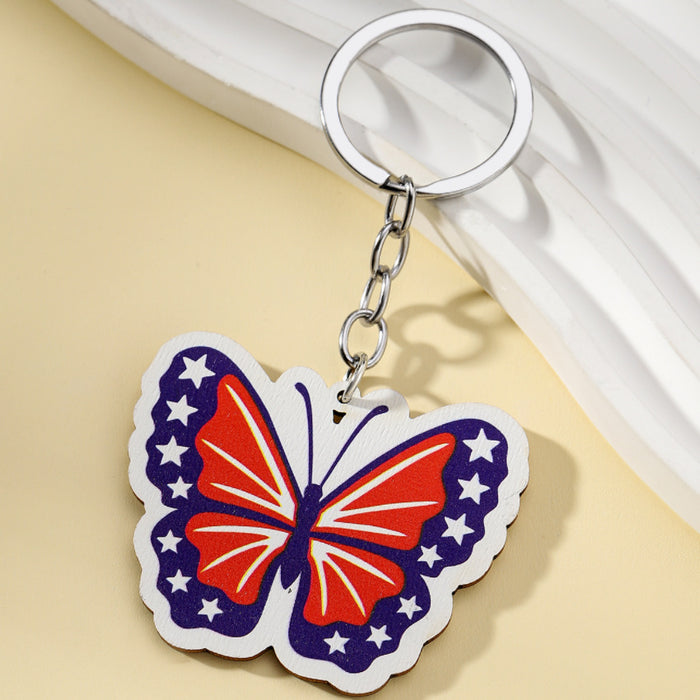 Wholesale American Flag Wooden Eagle Butterfly Keychain JDC-KC-WoD002