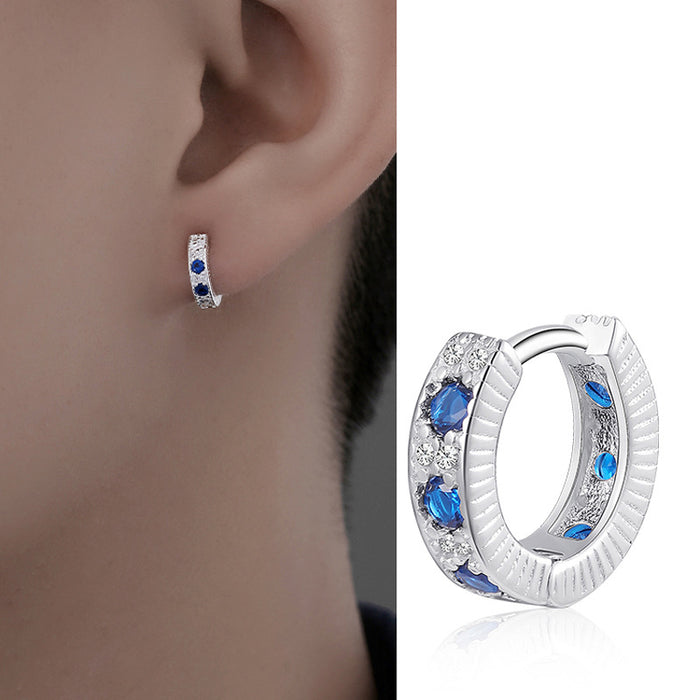 Wholesale Zircon earrings with small and personalized ear bone clasps, refreshing summer blue diamond earrings