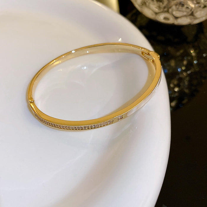 Wholesale Electroplated Zircon Titanium Steel Bracelet Simple High Sense Bracelet Niche Temperament  Bracelet