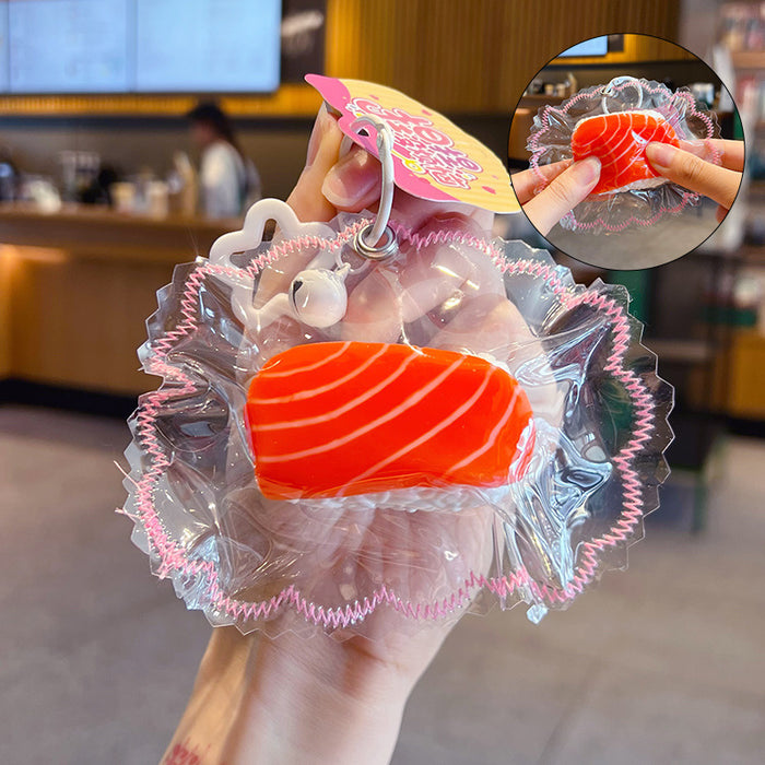 Wholesale Silicone Salmon Sushi Squishy Keychain Stress Relief Toy Cute Bag Charm Gift
