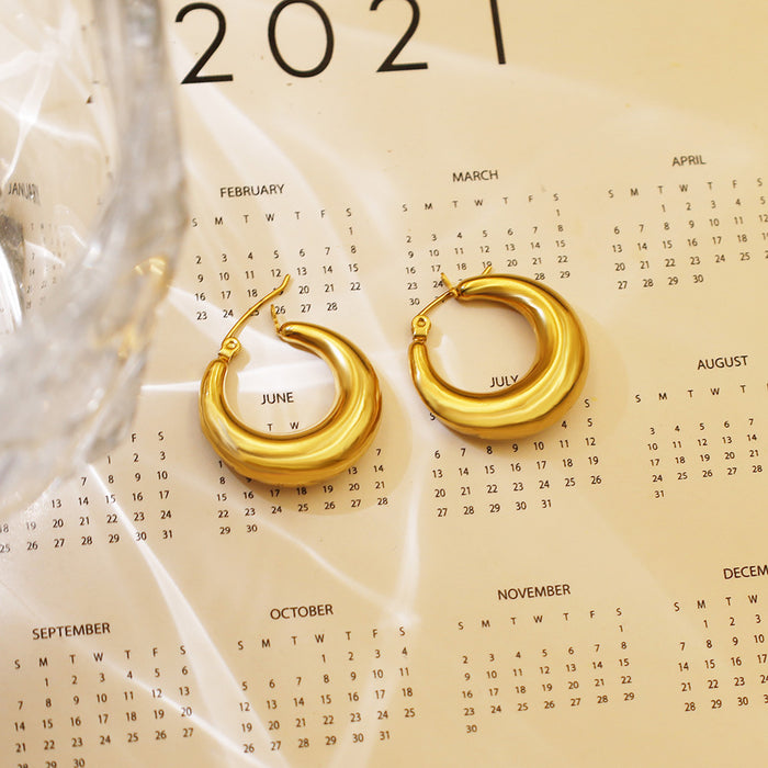 Wholesale 18K Golden Crescent Titanium Steel Earrings