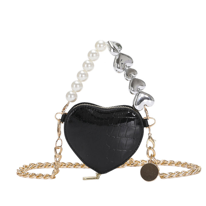 Wholesale PU Mini Love Bag Pearl Chain Shoulder Crossbody Bag JDC-SD-YuanDuo029