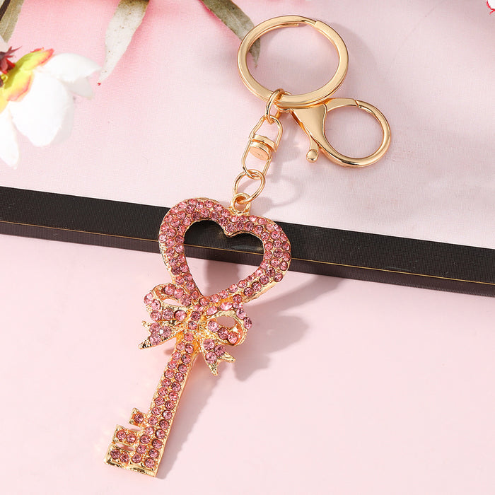 Wholesale Rhinestone Bow Keychain Pendant Silver Zinc Alloy Accessory