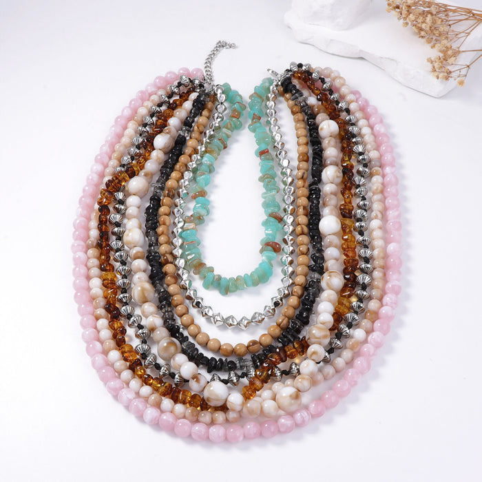 Wholesale Fashion Bohemian Color Multi-layer Beaded Necklace All-match Casual