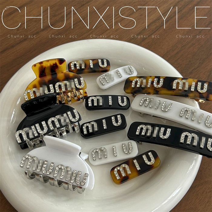 Wholesale diamond letter Pearl hairpin female side small clip headdress hairpin bangs clip