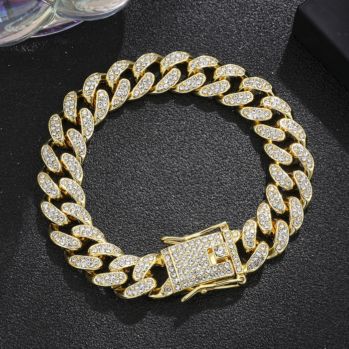 Wholesale Alloy Heavy Industry Full Diamond Cuban Chain Diamond Set Necklace