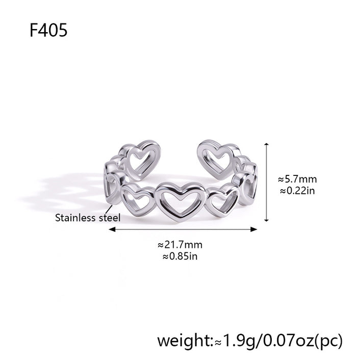 Wholesale Hollow Geometric Stainless Steel Adjustable Open Ring Gold Plated Jewelry
