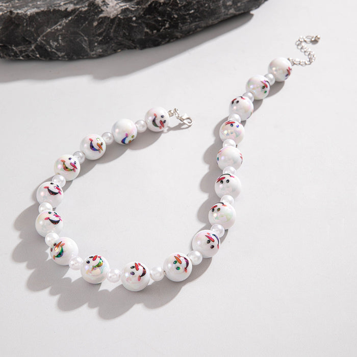 Wholesale Acrylic Snowman Beaded Necklace Christmas Fashion Gift for Women MOQ≥2