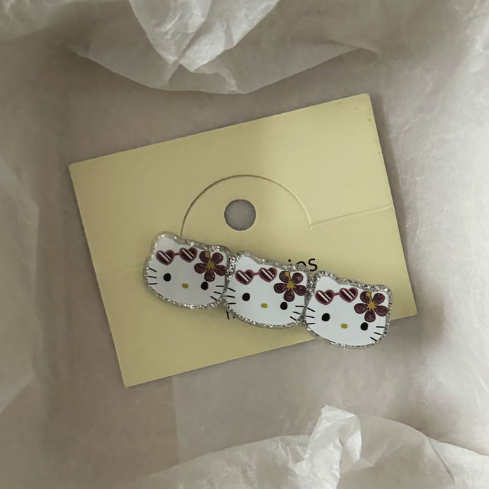 Wholesale Acrylic three-piece cat hairpin sweet and versatile girl side duckbill clip hairpin hair accessories