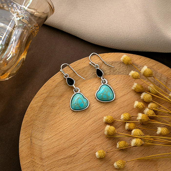 Wholesale Retro feather turquoise earrings bohemian Dragonfly bird water drop round earrings pearl earrings