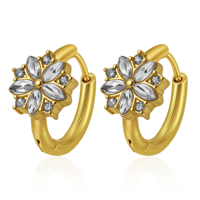 Wholesale Simple Tassel Small and Stylish Zircon-Encrusted Bow Stainless Steel Earrings for Women Trendy 18K Hoop Earrings Versatile